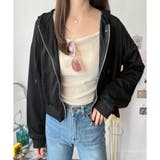 ブラック | ショート丈ジップパーカー レディース 無地 | Amulet