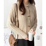 ホワイト | ケーブル風トグルボタンカーディガン レディース 長袖 | Amulet