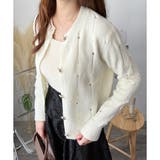 アイボリー | フェイクパール付きニットカーディガン レディース 長袖 | Amulet