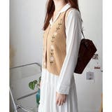 花柄刺繍ニットベスト レディース Vネック | Amulet | 詳細画像2 