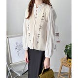 花柄刺繍ニットベスト レディース Vネック | Amulet | 詳細画像4 