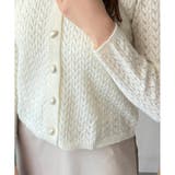 Vネック透かし編みニットカーディガン レディース 長袖 | Amulet | 詳細画像23 