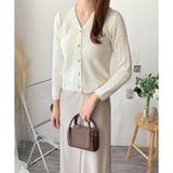 Vネック透かし編みニットカーディガン レディース 長袖 | Amulet | 詳細画像6 