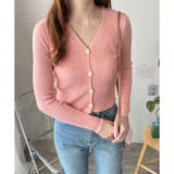 リブVネックニットカーディガン 長袖 薄手 | Amulet | 詳細画像3 