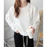 ホワイト | ワッフル風長袖プルオーバー レディース トップス | Amulet