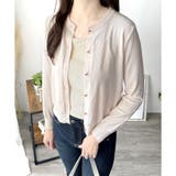 ピンク | クルーネックニットカーディガン 長袖 レディース | Amulet