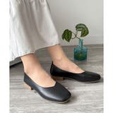 ブラック | スクエアトゥローヒールパンプス おしゃれ レディース | Amulet