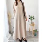 ワッフル風ロングワンピース レディース 長袖 | Amulet | 詳細画像2 