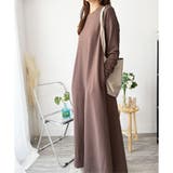 ブラウン | ワッフル風ロングワンピース レディース 長袖 | Amulet