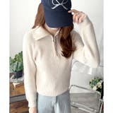 ハーフジップハイネックリブニットセーター レディース 秋冬 | Amulet | 詳細画像13 