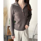 ハーフジップハイネックリブニットセーター レディース 秋冬 | Amulet | 詳細画像18 