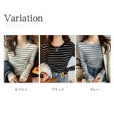 ボーダー柄クルーネック長袖リブニットトップス レディース 春秋 | Amulet | 詳細画像5 