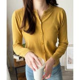 クルーネックボタン長袖ニットカーディガン きれいめ 無地 | Amulet | 詳細画像4 