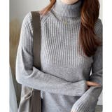 ハイネックリブ切替長袖ニットセーター 大人カジュアル 秋冬 | Amulet | 詳細画像25 