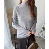 ハイネックリブ切替長袖ニットセーター 大人カジュアル 秋冬 | Amulet | 詳細画像4 