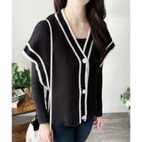 配色ラインVネックボタンニットベスト きれいめ レディース | Amulet | 詳細画像19 