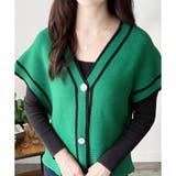 配色ラインVネックボタンニットベスト きれいめ レディース | Amulet | 詳細画像23 