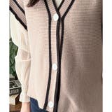 配色ラインVネックボタンニットベスト きれいめ レディース | Amulet | 詳細画像27 