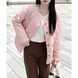 ピンク | キルティングノーカラーボアアウター レディース 秋冬 | Amulet