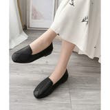 ブラック | スクエアトゥフラットシューズ レディース 楽ちん | Amulet