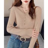 Vネックデザインボタンリブニット レディース 長袖 | Amulet | 詳細画像17