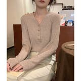 Vネックデザインボタンリブニット レディース 長袖 | Amulet | 詳細画像18