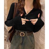 Vネックデザインボタンリブニット レディース 長袖 | Amulet | 詳細画像20