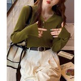 Vネックデザインボタンリブニット レディース 長袖 | Amulet | 詳細画像23