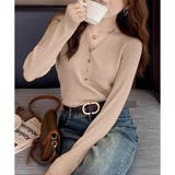 Vネックデザインボタンリブニット レディース 長袖 | Amulet | 詳細画像3