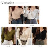 Vネックデザインボタンリブニット レディース 長袖 | Amulet | 詳細画像5