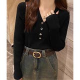 Vネックデザインボタンリブニット レディース 長袖 | Amulet | 詳細画像8