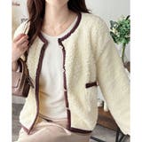 ホワイト | ノーカラーボアジャケット レディース 秋冬 | Amulet