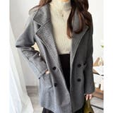 グレー | ミドル丈ヘリンボーン柄チェスターコート レディース 秋冬 | Amulet