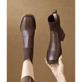 ニット切替スクエアトゥショートブーツ レディース チャンキーヒール | Amulet | 詳細画像13 