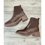 ニット切替スクエアトゥショートブーツ レディース チャンキーヒール | Amulet | 詳細画像18 