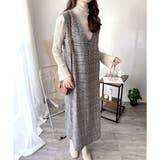 チェック柄Vネックロングジャンパースカート レディース 春秋冬 | Amulet | 詳細画像10