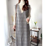チェック柄Vネックロングジャンパースカート レディース 春秋冬 | Amulet | 詳細画像11