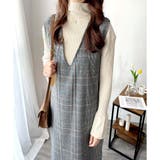 チェック柄Vネックロングジャンパースカート レディース 春秋冬 | Amulet | 詳細画像20