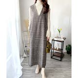 チェック柄Vネックロングジャンパースカート レディース 春秋冬 | Amulet | 詳細画像21