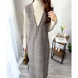 チェック柄Vネックロングジャンパースカート レディース 春秋冬 | Amulet | 詳細画像23