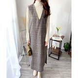 チェック柄Vネックロングジャンパースカート レディース 春秋冬 | Amulet | 詳細画像25