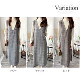 チェック柄Vネックロングジャンパースカート レディース 春秋冬 | Amulet | 詳細画像5