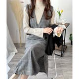 チェック柄Vネックロングジャンパースカート レディース 春秋冬 | Amulet | 詳細画像7