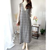 チェック柄Vネックロングジャンパースカート レディース 春秋冬 | Amulet | 詳細画像9