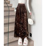 ブラウン | ベロア風ロングスカート レディース 秋冬 | Amulet