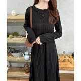 ブラック | リブニットリラクシーロングワンピース 体型カバー 秋冬 | Amulet