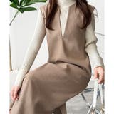 ナチュラルキーネックジャンパースカート 体型カバー ロングワンピース | Amulet | 詳細画像10 