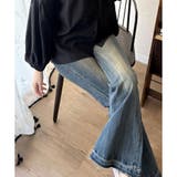 デニムライクフレアパンツ 美脚 ロング | Amulet | 詳細画像10 