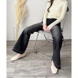 デニムライクフレアパンツ 美脚 ロング | Amulet | 詳細画像24 