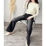 デニムライクフレアパンツ 美脚 ロング | Amulet | 詳細画像3 